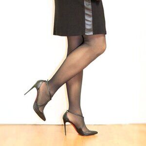 Christian Louboutin Black Alminetta 100mm EU 39.5 US 9 Cross Strap Leather Pumps